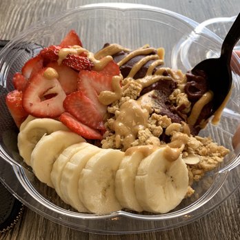 Sol Bean Juice Bar and Kitchen - The original Açai bowl, but I added their house made peanut butter - Coffee & Tea Near Me - Middleton, Massachusetts Sol Bean Juice Bar and Kitchen - The original Açai bowl, but I added their house made peanut butter - Coffee & Tea Near Me - Middleton, Massachusetts