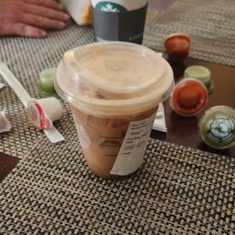 This starbucks doesn't have a drive thru but the drinks are always on point and staff is Friendly. They have seating in doors. This starbucks doesn't have a drive thru but the drinks are always on point and staff is Friendly. They have seating in doors.