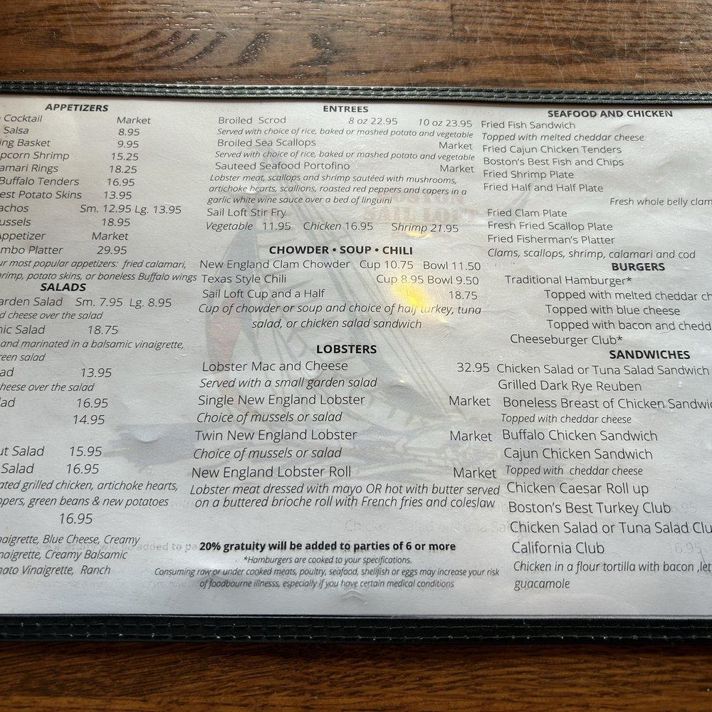 Boston Sail Loft - Menu - Bars Near Me - Boston, Massachusetts