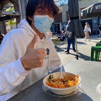 World Wrapps - My friend Shiloh enjoying his Bulgogi Beef bowl - Wraps Near Me - Corte Madera, California World Wrapps - My friend Shiloh enjoying his Bulgogi Beef bowl - Wraps Near Me - Corte Madera, California