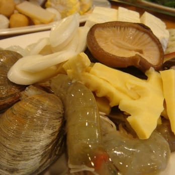 Hot Pot Buffet - Shrimp, bamboo shoot, mushroom, rice cake, tofu, clam - Chinese Near Me - Boston, Massachusetts