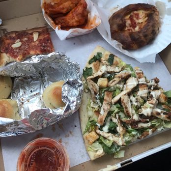Rosa's Pizza - Garlic knots Chicken Caesar salad slice  Pepperoni roll Chicken wings  Grandma slice - Pizza Near Me - Maspeth, New York