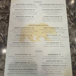 The Hills Country Club - Flintrock Falls Clubhouse - Dinner menu