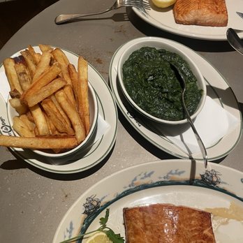 Peter Luger Steak House - Salmon, French fried potatoes and creamed spinach - Steakhouses Near Me - Las Vegas, Nevada