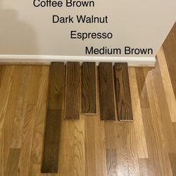 Annandale Floors - Sample stain boards in various colors from Bona and Duraseal