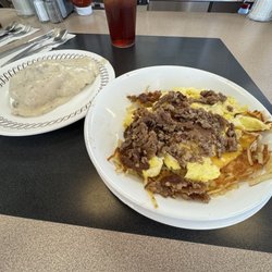 Waffle House - Two Grilled Biscuits & Sausage Gravy, Hashbrown Bowl