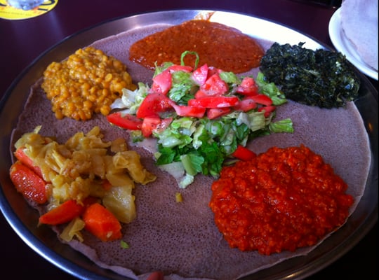 Photo of Dahlak Restaurant - Washington, DC, DC, US. vegetarian combo platter