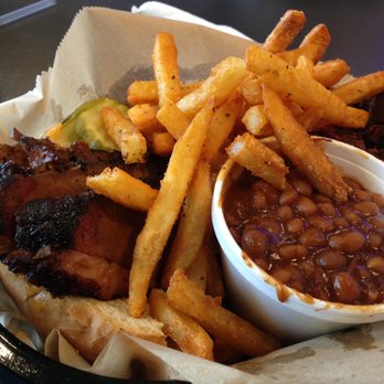Chops BBQ and Catering - Two Meat Platter (Brisket and Burnt Ends) with Two Sides (Fries and Beans). - Barbeque Near Me - Smithville, Missouri Chops BBQ and Catering - Two Meat Platter (Brisket and Burnt Ends) with Two Sides (Fries and Beans). - Barbeque Near Me - Smithville, Missouri