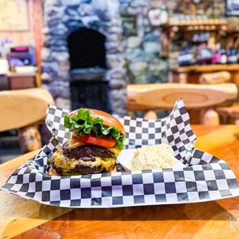 Sizemore Country Store - Double cheeseburger with old stone stove / grill in background - Convenience Stores Near Me - Volcano, California Sizemore Country Store - Double cheeseburger with old stone stove / grill in background - Convenience Stores Near Me - Volcano, California