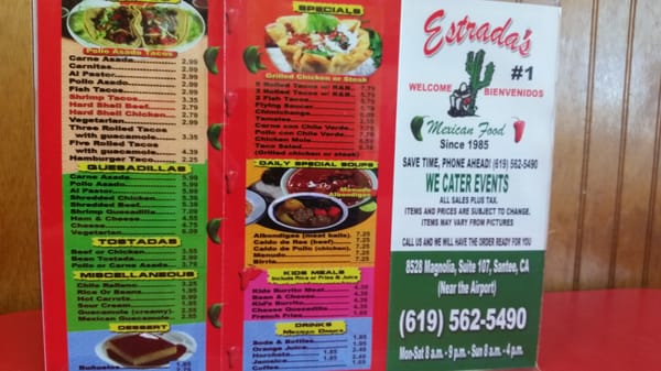 Menu photo 5 Estrada's Mexican Food Santee, CA Menu photo 5 Estrada's Mexican Food Santee, CA