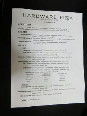 Menu photo 5 Hardware Pizza Lyons, GA