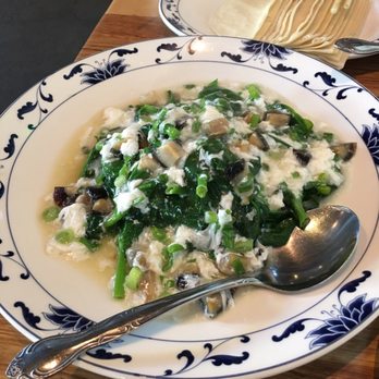 Great China - Snow pea leaves and century egg. A bit pricey ($18) considering the amount of egg. The version without eggs was $15. - Chinese Near Me - Berkeley, California Great China - Snow pea leaves and century egg. A bit pricey ($18) considering the amount of egg. The version without eggs was $15. - Chinese Near Me - Berkeley, California