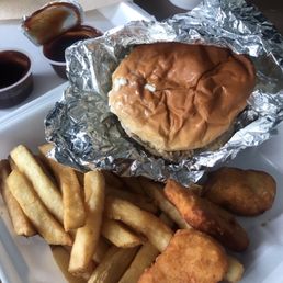 BBQ Sandwich tray with fries and nuggets BBQ Sandwich tray with fries and nuggets