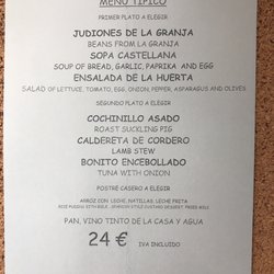 La cueva de San Esteban - Menú típico