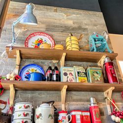 A Ma Chicken Rice - Vintage Singapore items adorn the walls.