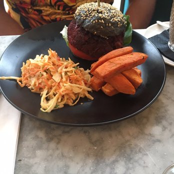 Redemption - Beet Burger with kimchi slaw and sweet potato fries. Burger was juicy, slaw had a kick to it. Husband thoroughly enjoyed! - Bars Near Me - London, XGL