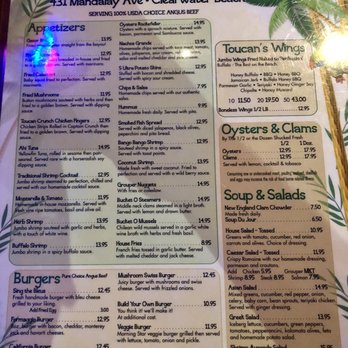 Toucans Bar & Grill - Menu (Aug 2019) - Sports Bars Near Me - Clearwater, Florida Toucans Bar & Grill - Menu (Aug 2019) - Sports Bars Near Me - Clearwater, Florida