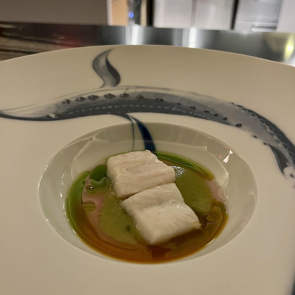 Nōksu - Snowy Grouper, squid sauce, purple kale - Seafood Near Me - New York, New York