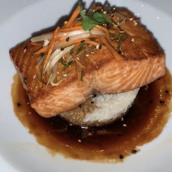 Ocean Prime - Teriyaki Salmon, Shiitake sticky rice and soy butter sauce - Seafood Near Me - Orlando, Florida Ocean Prime - Teriyaki Salmon, Shiitake sticky rice and soy butter sauce - Seafood Near Me - Orlando, Florida