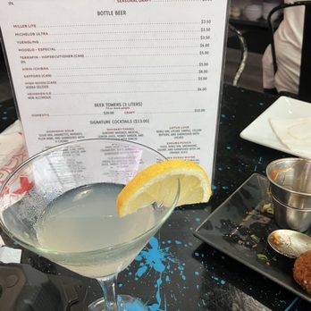 Kai Bistro - My lychee garnish. You can see the drink description immediately above the lemon. - Asian Fusion Near Me - Chattanooga, Tennessee
