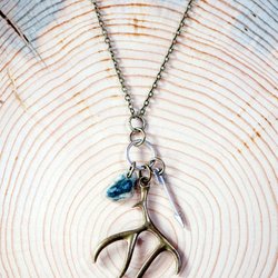 Tumbled Earth - Deer Antler River Stone Necklace