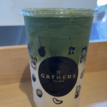 Gathers Tea Bar - Mango Matcha Latte - Bubble Tea Near Me - Chicago, Illinois