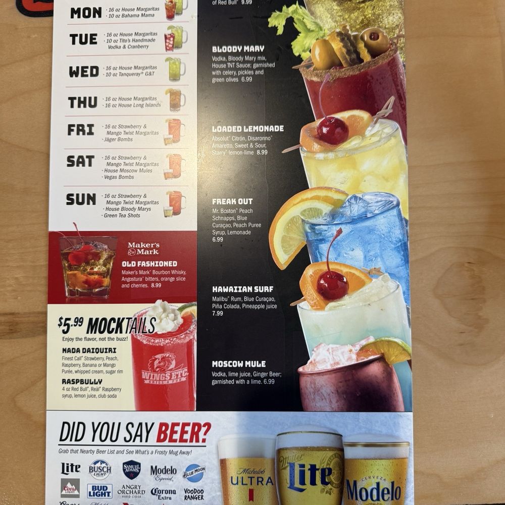 Daily drink specials Daily drink specials