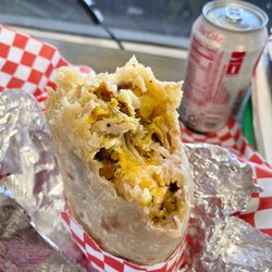 Chicken and carnitas burrito