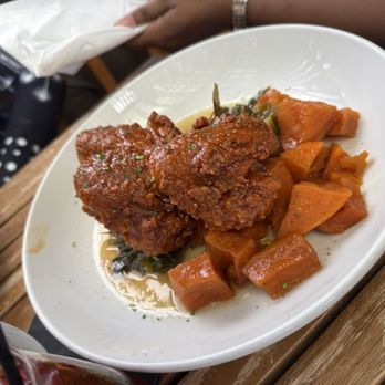 Toast on Lenox - Wings with collards and sweet potatoes - Breakfast & Brunch Near Me - Atlanta, Georgia Toast on Lenox - Wings with collards and sweet potatoes - Breakfast & Brunch Near Me - Atlanta, Georgia