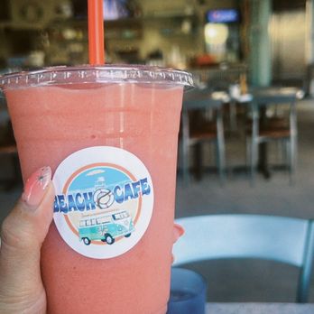 Beach Cafe - Shark bite smoothie (strawberry, banana and guava) seriously a must get!! - Burgers Near Me - Las Vegas, Nevada Beach Cafe - Shark bite smoothie (strawberry, banana and guava) seriously a must get!! - Burgers Near Me - Las Vegas, Nevada