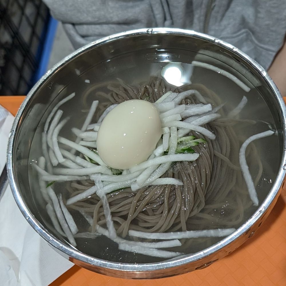 Yes Buckwheat - Nangmyun. Cold noodle dish in their "special" chilled broth. Is it Donchimi broth? - Korean Near Me - Annandale, Virginia