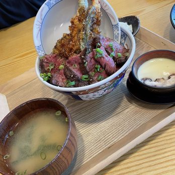 Tendon Kohaku - Bees steak tendon bowl. - Japanese Near Me - Bellevue, Washington