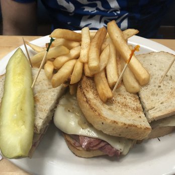 Tip Top Meats - Corned beef on sourdough with grilled onions and Swiss cheese - Meat Shops Near Me - Carlsbad, California Tip Top Meats - Corned beef on sourdough with grilled onions and Swiss cheese - Meat Shops Near Me - Carlsbad, California