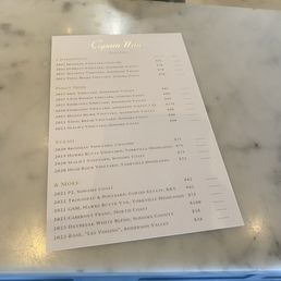 Wine menu