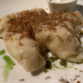Hotel Monopol - Pierogi with fried onion and black truffle - Hotels Near Me - Wrocław, DS Hotel Monopol - Pierogi with fried onion and black truffle - Hotels Near Me - Wrocław, DS