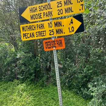 Creekside Park - Sign along the trail next to the park - Parks Near Me - Pflugerville, Texas