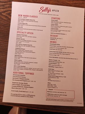 Menu photo 4 Sally's Apizza New Haven, CT