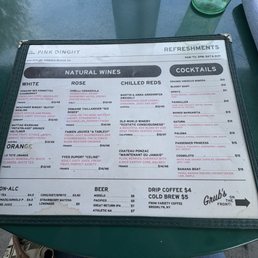 Drink menu Drink menu