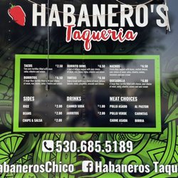 Habeneros Taqueria - Menu