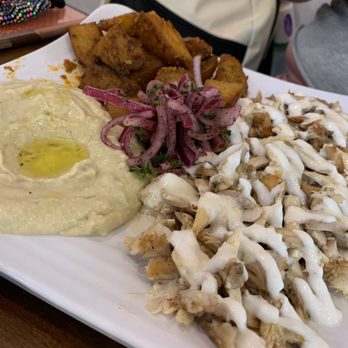 Levant Cafe & Grill - Chicken Shawarma w/Lebanese potato , Babaganoush and pita - Mediterranean Near Me - Cedar Park, Texas Levant Cafe & Grill - Chicken Shawarma w/Lebanese potato , Babaganoush and pita - Mediterranean Near Me - Cedar Park, Texas