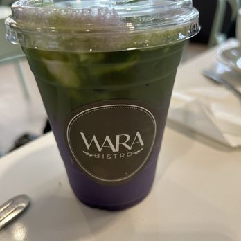 Wara Bistro - Ube matcha with almond milk half sweet - Breakfast & Brunch Near Me - Irvine, California Wara Bistro - Ube matcha with almond milk half sweet - Breakfast & Brunch Near Me - Irvine, California