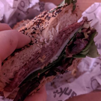 Hank's Bagels - Another view of the sandwich. Yummy!! - Coffee & Tea Near Me - Burbank, California