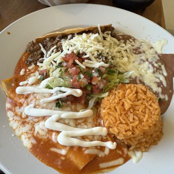 La Esquina Mexican Kitchen - Cheese Enchilada, crispy ground beef with rice and beans. - Mexican Near Me - Folsom, California La Esquina Mexican Kitchen - Cheese Enchilada, crispy ground beef with rice and beans. - Mexican Near Me - Folsom, California