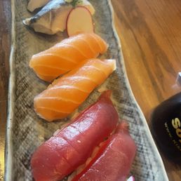 Nigiri Sushi Assortment- Mackerel, tuna and salmon Nigiri Sushi Assortment- Mackerel, tuna and salmon