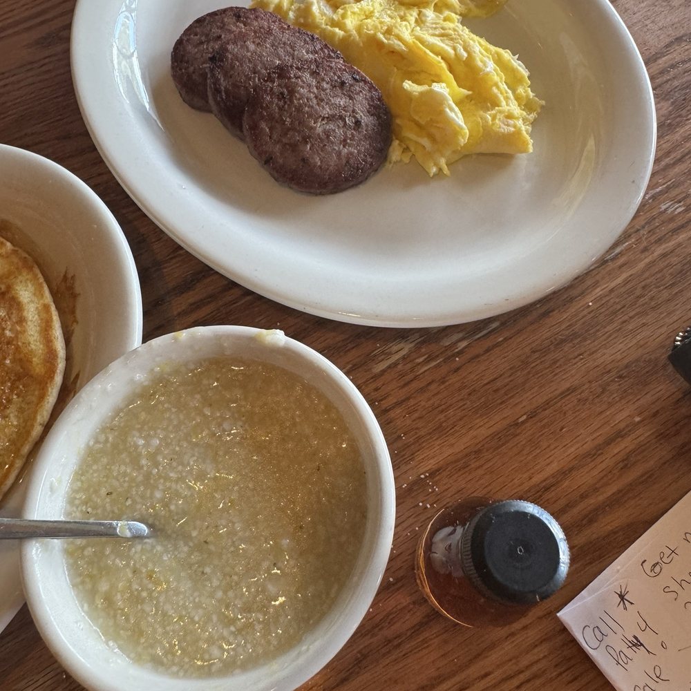 Runny Watery Grits and sausage and eggs