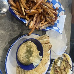 Fries and hummus