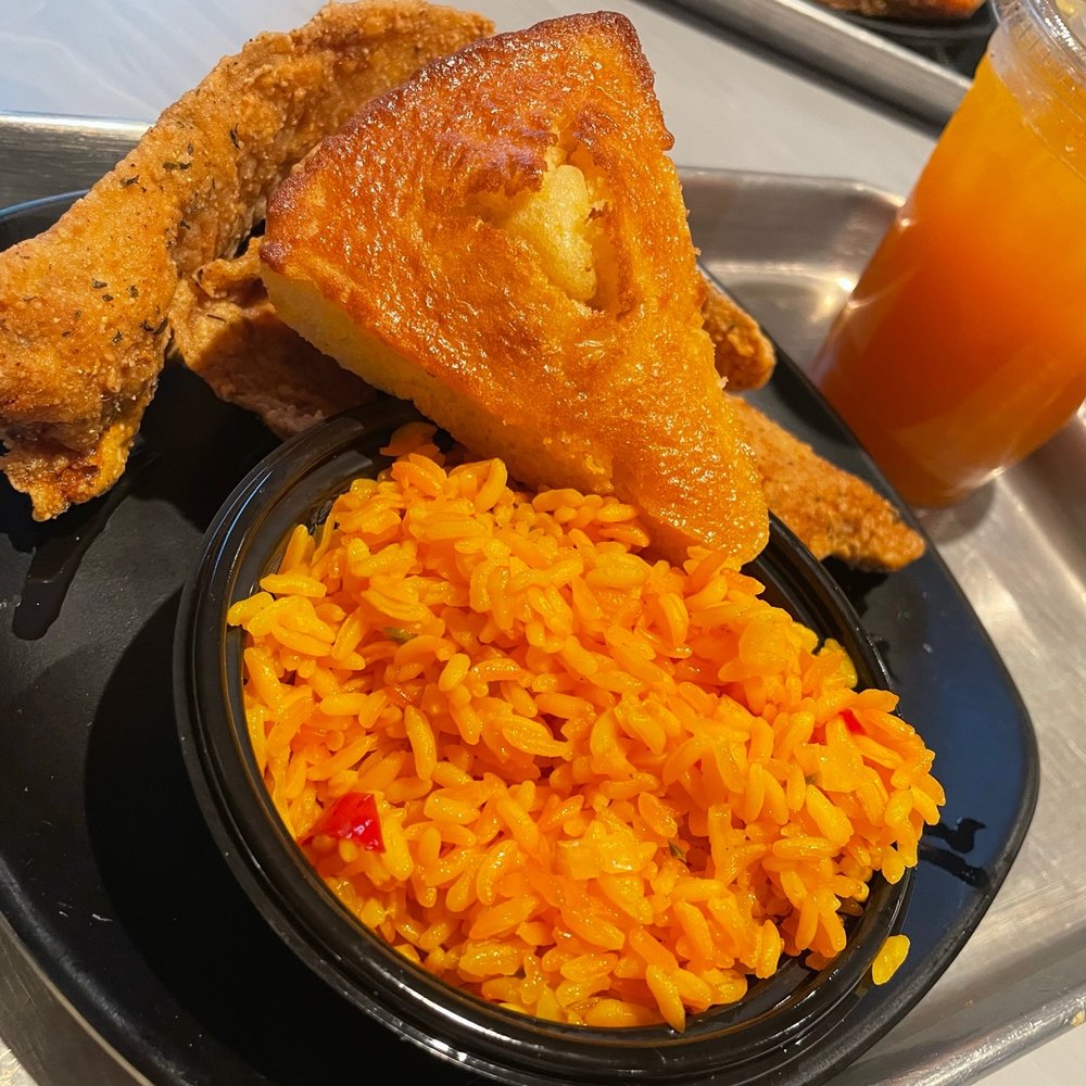 Cornbread Brooklyn - Fried Whiting 2 Pieces with Side Cornbread Side Yellow Rice - Soul Food Near Me - Brooklyn, New York Cornbread Brooklyn - Fried Whiting 2 Pieces with Side Cornbread Side Yellow Rice - Soul Food Near Me - Brooklyn, New York