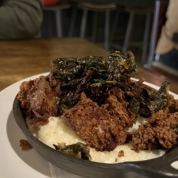 Graze - Crispy Chicken Livers with grits - New American Near Me - Mount Pleasant, South Carolina Graze - Crispy Chicken Livers with grits - New American Near Me - Mount Pleasant, South Carolina