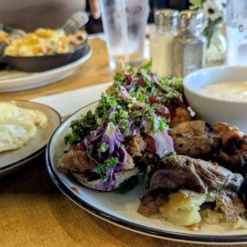 Brekki Brekki - Sweet red chile chicken biscuits, side of eggs - Breakfast & Brunch Near Me - Albuquerque, New Mexico