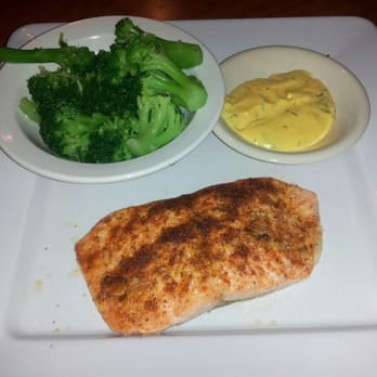 Flashback Diner - Grilled salmon with veggies and a side of lemon butter sauce (on the Low Carb section of the menu). Not crazy about the sauce. - Diners Near Me - Hallandale Beach, Florida Flashback Diner - Grilled salmon with veggies and a side of lemon butter sauce (on the Low Carb section of the menu). Not crazy about the sauce. - Diners Near Me - Hallandale Beach, Florida